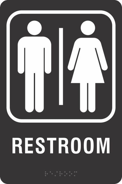 ADA Braille Sign - RESTROOM -Black | ADA-102