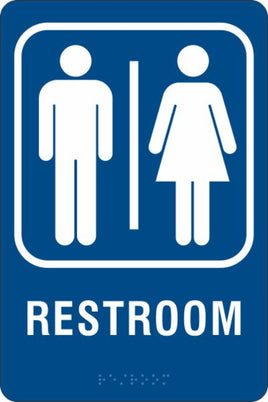 ADA Braille Sign - RESTROOM -Blue | ADA-102