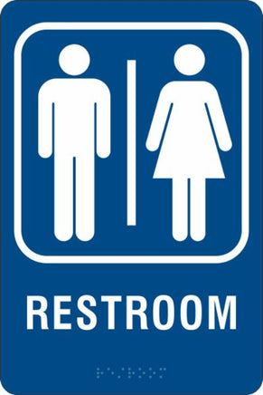 ADA Braille Sign - RESTROOM -Blue | ADA-102