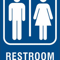 ADA Braille Sign - RESTROOM -Blue| ADA-102