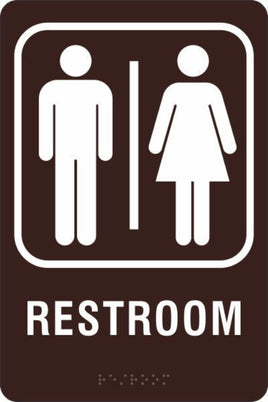 ADA Braille Sign - RESTROOM -Brown | ADA-102