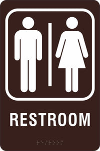 ADA Braille Sign - RESTROOM -Brown | ADA-102