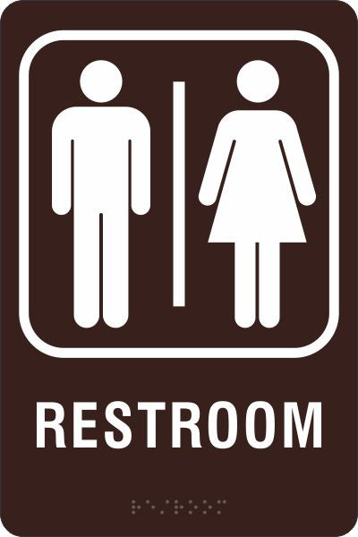 ADA Braille Sign - RESTROOM -Brown | ADA-102