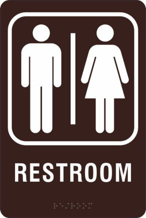 ADA Braille Sign - RESTROOM -Brown | ADA-102