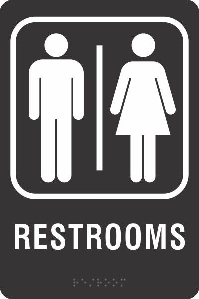 ADA Braille Sign - RESTROOMS -Black | ADA-103