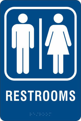 ADA Braille Sign - RESTROOMS -Blue | ADA-103
