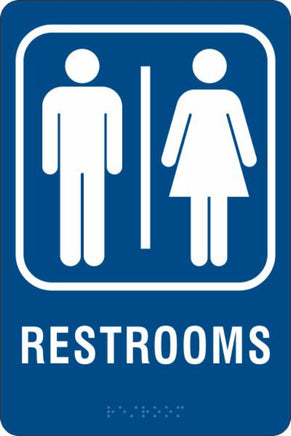 ADA Braille Sign - RESTROOMS -Blue | ADA-103