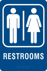 ADA Braille Sign - RESTROOMS -Blue| ADA-103