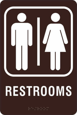 ADA Braille Sign - RESTROOMS -Brown | ADA-103