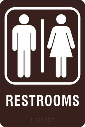 ADA Braille Sign - RESTROOMS -Brown | ADA-103