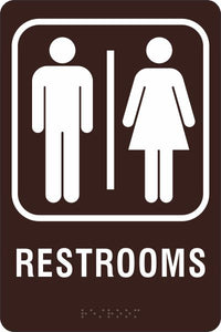 ADA Braille Sign - RESTROOMS -Brown | ADA-103