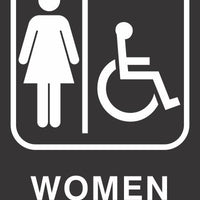 ADA Braille Sign - WOMEN/HDCP -Black | ADA-104