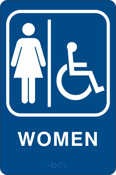 ADA Braille Sign - WOMEN/HDCP -Blue| ADA-104