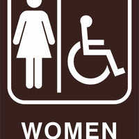 ADA Braille Sign - WOMEN/HDCP -Brown | ADA-104