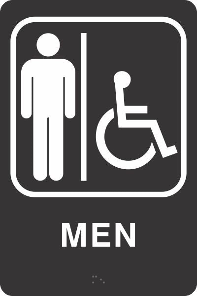 ADA Braille Sign - MEN/HDCP -Black | ADA-105