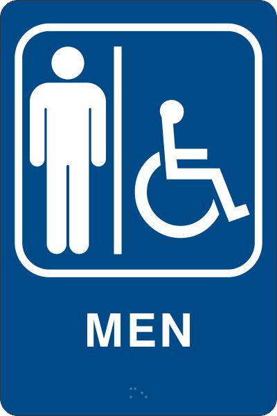 ADA Braille Sign - MEN/HDCP -Blue| ADA-105