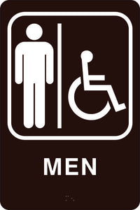 ADA Braille Sign - MEN/HDCP -Brown | ADA-105