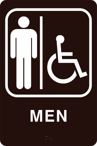 ADA Braille Sign - MEN/HDCP -Brown | ADA-105