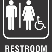 ADA Braille Sign - RESTROOM/HDCP -Black | ADA-106