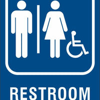 ADA Braille Sign - RESTROOM/HDCP -Blue| ADA-106