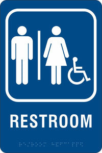 ADA Braille Sign - RESTROOM/HDCP -Blue| ADA-106
