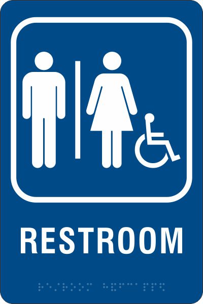 ADA Braille Sign - RESTROOM/HDCP -Blue| ADA-106