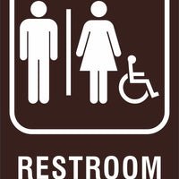 ADA Braille Sign - RESTROOM/HDCP -Brown | ADA-106
