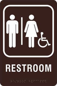 ADA Braille Sign - RESTROOM/HDCP -Brown | ADA-106
