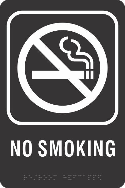 ADA Braille Sign - NO SMOKING -Black | ADA-108
