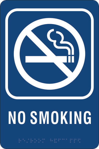 ADA Braille Sign - NO SMOKING -Blue| ADA-108
