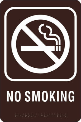 ADA Braille Sign - NO SMOKING -Brown | ADA-108