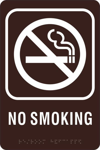 ADA Braille Sign - NO SMOKING -Brown | ADA-108