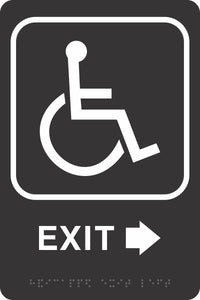 ADA Braille Sign - EXIT/HCDP RIGHT -Black | ADA-110