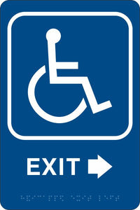 ADA Braille Sign - EXIT/HCDP RIGHT -Blue| ADA-110