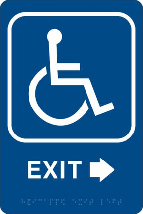ADA Braille Sign - EXIT/HCDP RIGHT -Blue | ADA-110