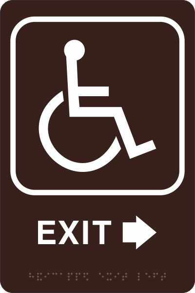 ADA Braille Sign - EXIT/HCDP RIGHT -Brown | ADA-110