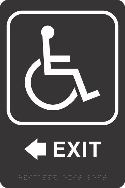 ADA Braille Sign - EXIT/HCDP LEFT -Black | ADA-111