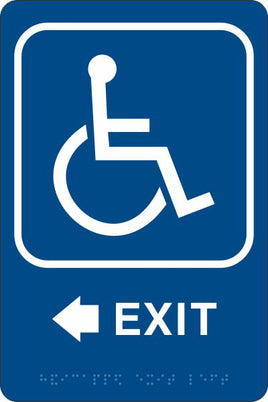 ADA Braille Sign - EXIT/HCDP LEFT -Blue | ADA-111