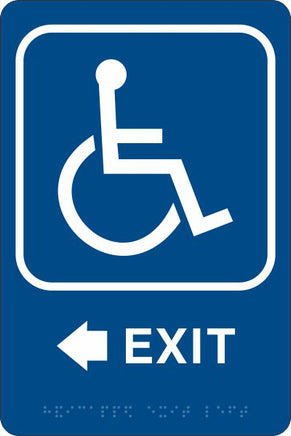 ADA Braille Sign - EXIT/HCDP LEFT -Blue | ADA-111