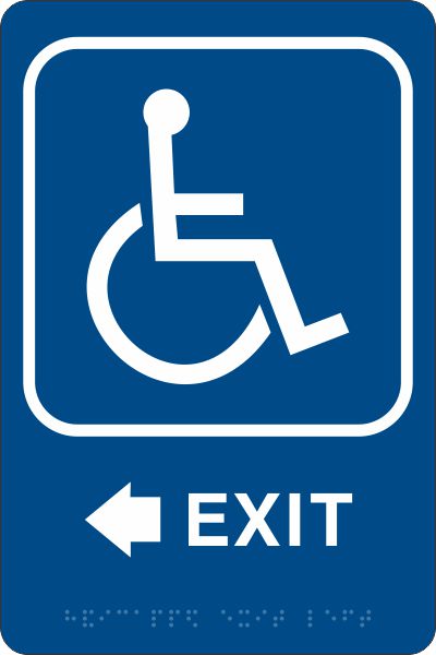 ADA Braille Sign - EXIT/HCDP LEFT -Blue| ADA-111