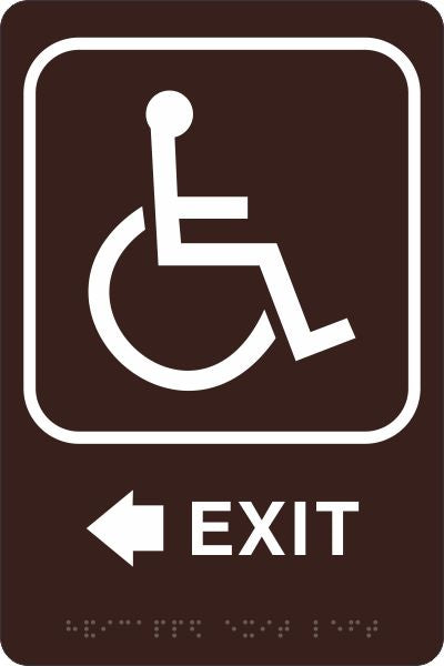 ADA Braille Sign - EXIT/HCDP LEFT -Brown | ADA-111