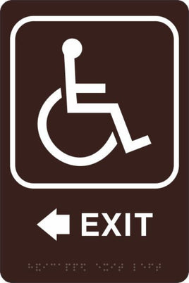 ADA Braille Sign - EXIT/HCDP LEFT -Brown | ADA-111