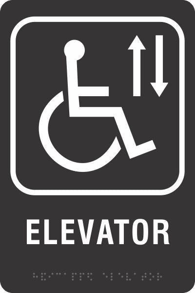 ADA Braille Sign - ELEVATOR/HCDP -Black | ADA-112