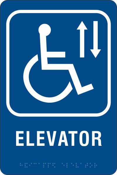 ADA Braille Sign - ELEVATOR/HCDP -Blue| ADA-112