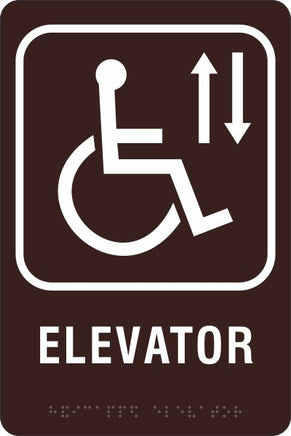 ADA Braille Sign - ELEVATOR/HCDP -Brown | ADA-112