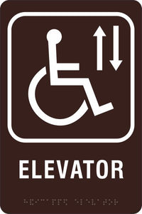 ADA Braille Sign - ELEVATOR/HCDP -Brown | ADA-112