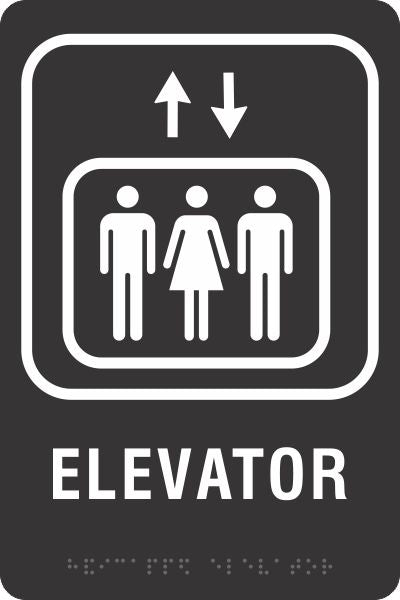 ADA Braille Sign - ELEVATOR -Black | ADA-113