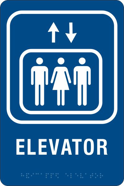ADA Braille Sign - ELEVATOR -Blue| ADA-113