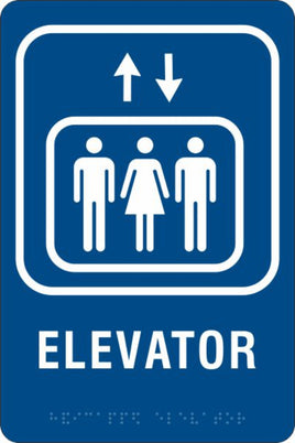 ADA Braille Sign - ELEVATOR -Blue | ADA-113