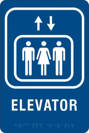 ADA Braille Sign - ELEVATOR -Blue | ADA-113